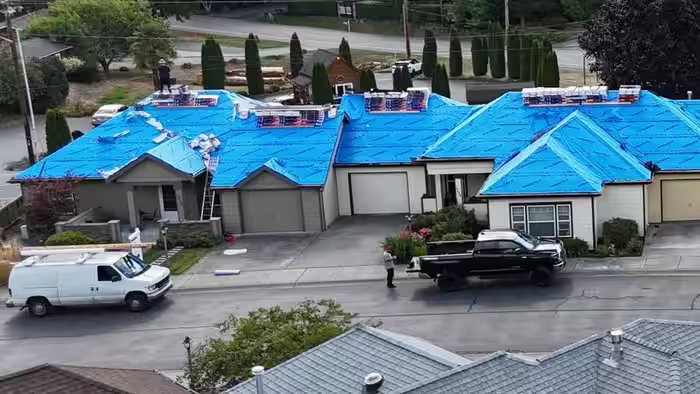 Condo re-roof in progress in Oak Harbor
